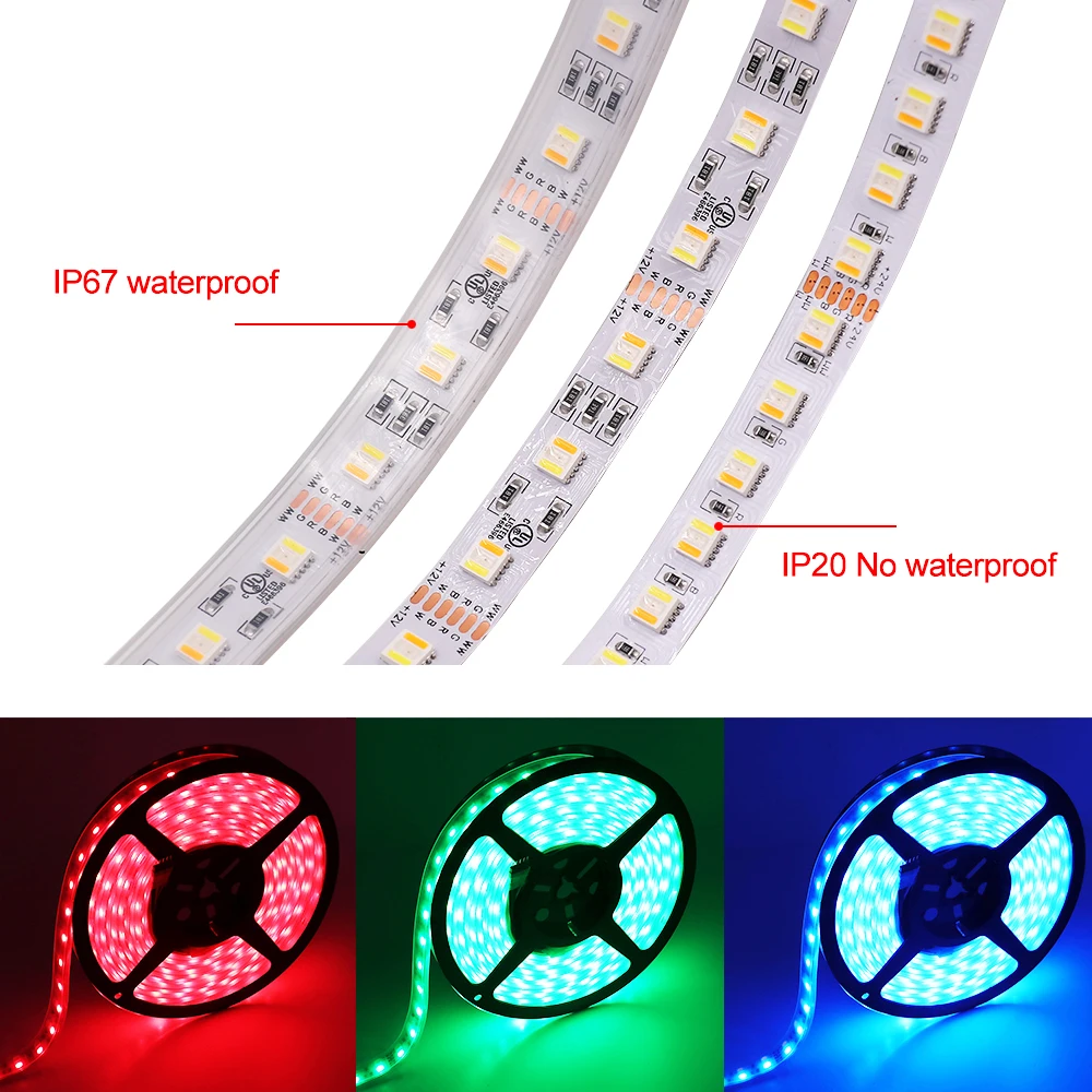 5M RGBCCT LED Strip 12V 24V Waterproof Flexible LED Tape 30LEDs M