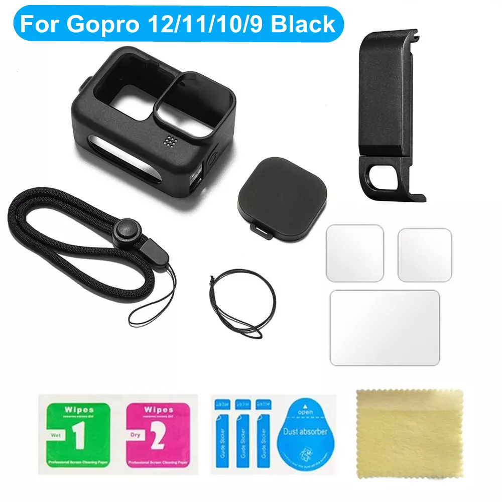 for Gopro Hero 12 11 10 Black Soft Silicone Case for Go pro Hero 10 9  Silicone Protective Full Cover Shell Camera Accessorie