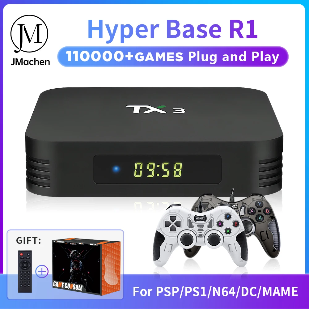 Hyper Base R1 4K Retro Game Consoles with 110000+ Games for  PS1/Saturn/MAME/CPS1/CPS2/N64/DC Portable Video Game Player ATV Box :  Gearbest