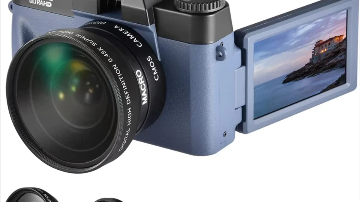 Macro Lens 4K Digital Camera Flip Screen Selfie Camcorder 48MP