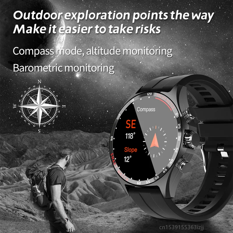 SK27 Business Smart Watch Men 1.58inch Bluetooth Call Compass NFC ...