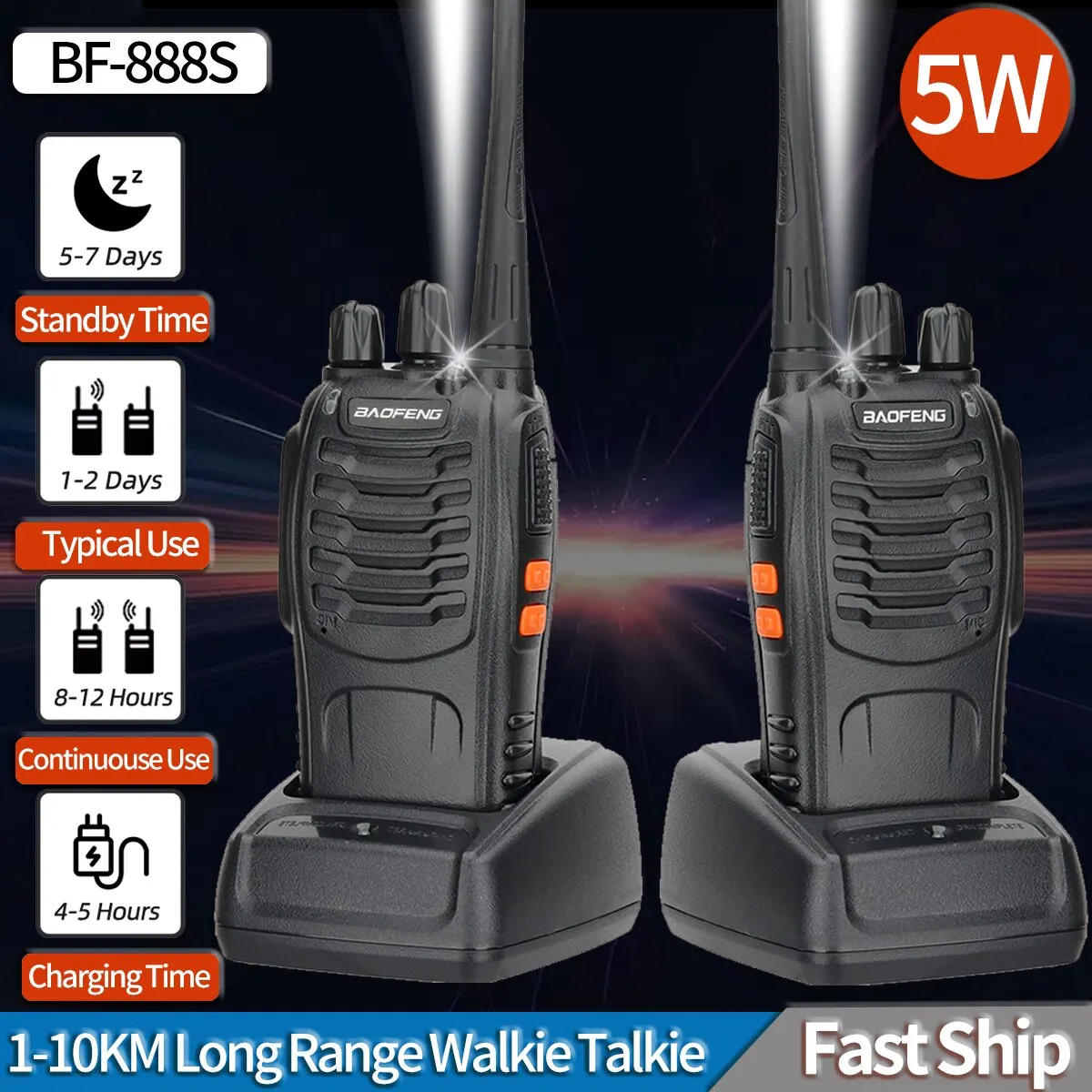 1/2 PCS Baofeng BF 888S Walkie Talkie UHF 400 470MHz 888s Long Range Two  Way Ham Radios Transceiver for Hunting Hotel : Gearbest