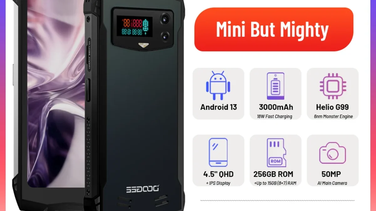 DOOGEE S mini Rugged Phone 4.5 qHD+ IPS 50MP 3000mAh Smartphone Android 13  Helio G99 8GB+256GB Dual Sim Cellphone Global : Gearbest