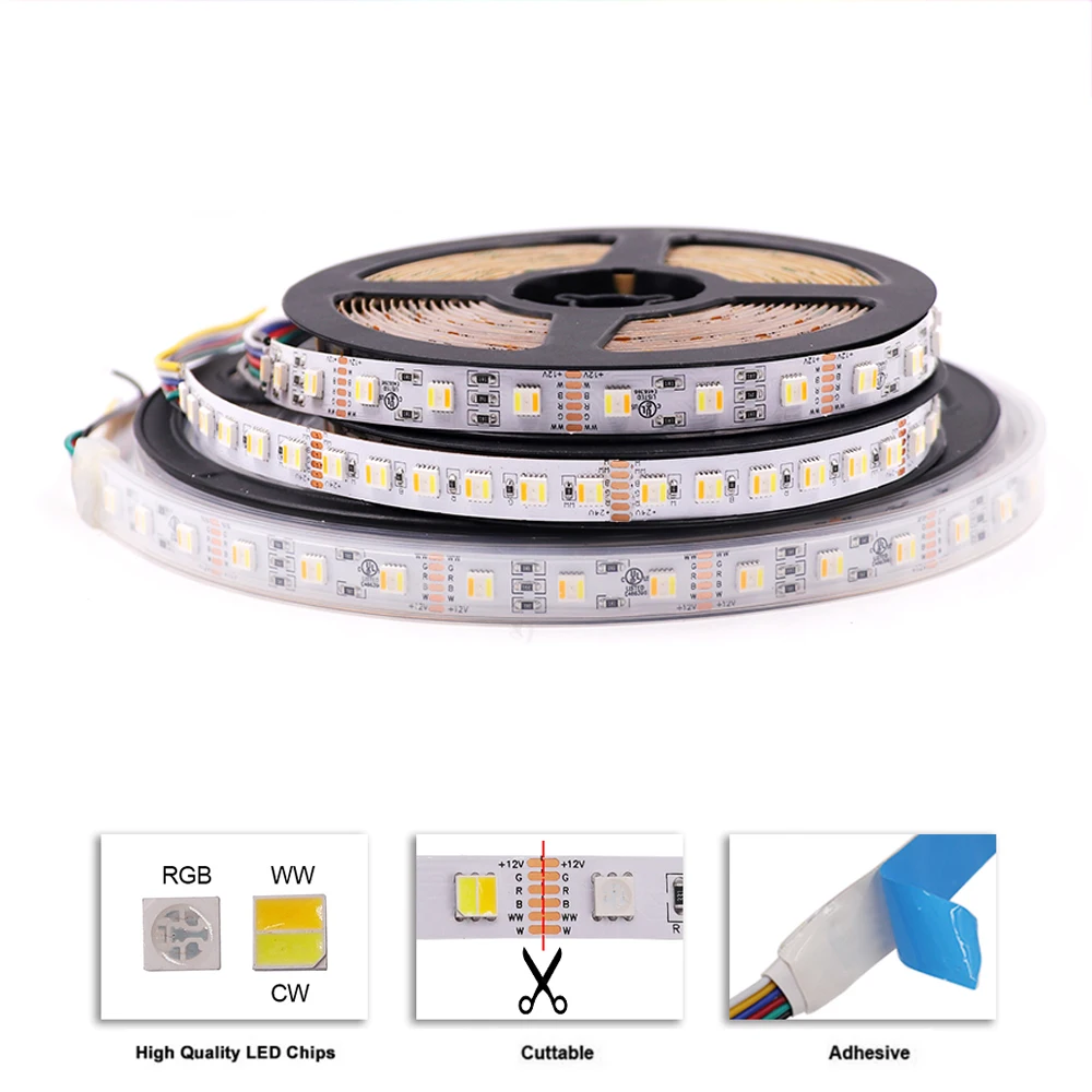 5M RGBCCT LED Strip 12V 24V Waterproof Flexible LED Tape 30LEDs/m ...