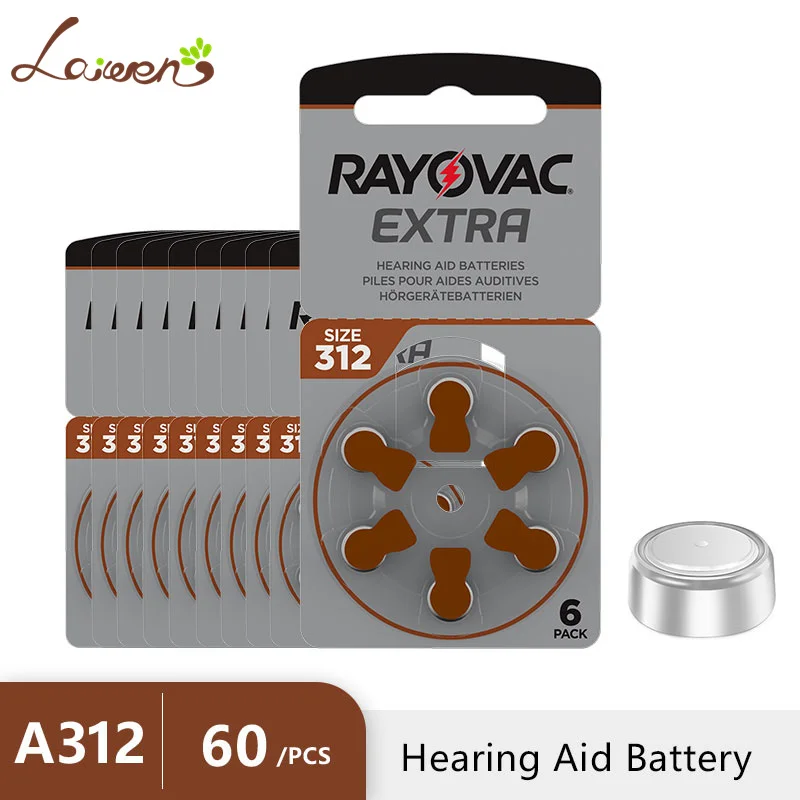 60 PCS Rayovac Extra Performance Hearing Aid Batteries 1 45V 312 312A A312 PR41 Zinc Air Battery