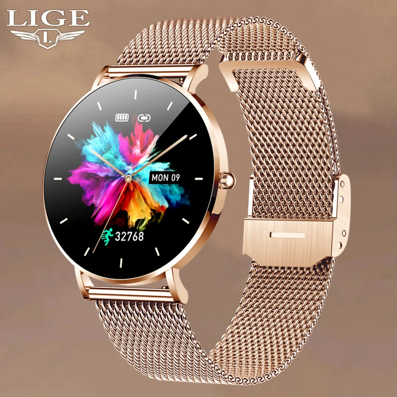 LIGE 2024 AMOLED Smart Watch Women Call Remind Ladies Physiologic Function Clock Sport Bracelet Waterproof Smartwatch For Men Gearbest