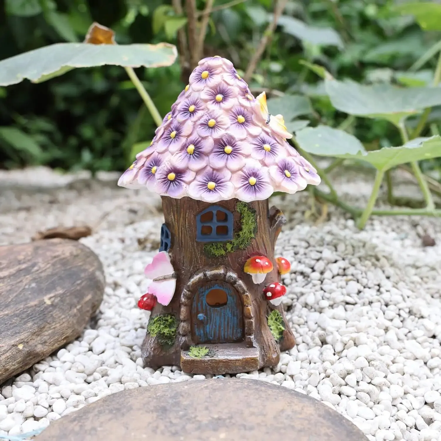 Fairy Garden House Solar Outdoor Statue, Light Up Mushroom Figurines ...