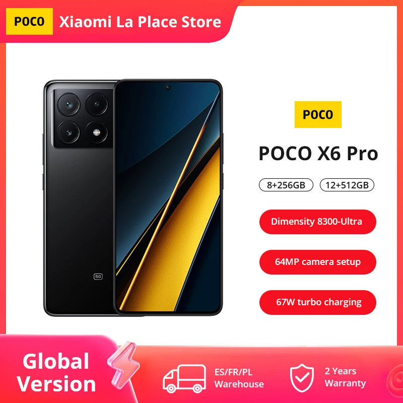 グローバル版 POCO X6 Pro 5G NFC スマートフォン Dimensity 8300-Ultra 6.67 インチ 1.5K Flow  AMOLED ドットディスプレイ 64MP 67W NFC : Gearbest