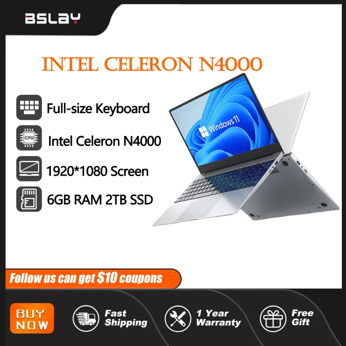 Learning Laptop 15.6 inch Intel Celeron N4000 6G RAM 2TB SSD Ultrabook PC  IPS Sceen Windows 11 4000mah 0.3MP Camera Laptop : Gearbest