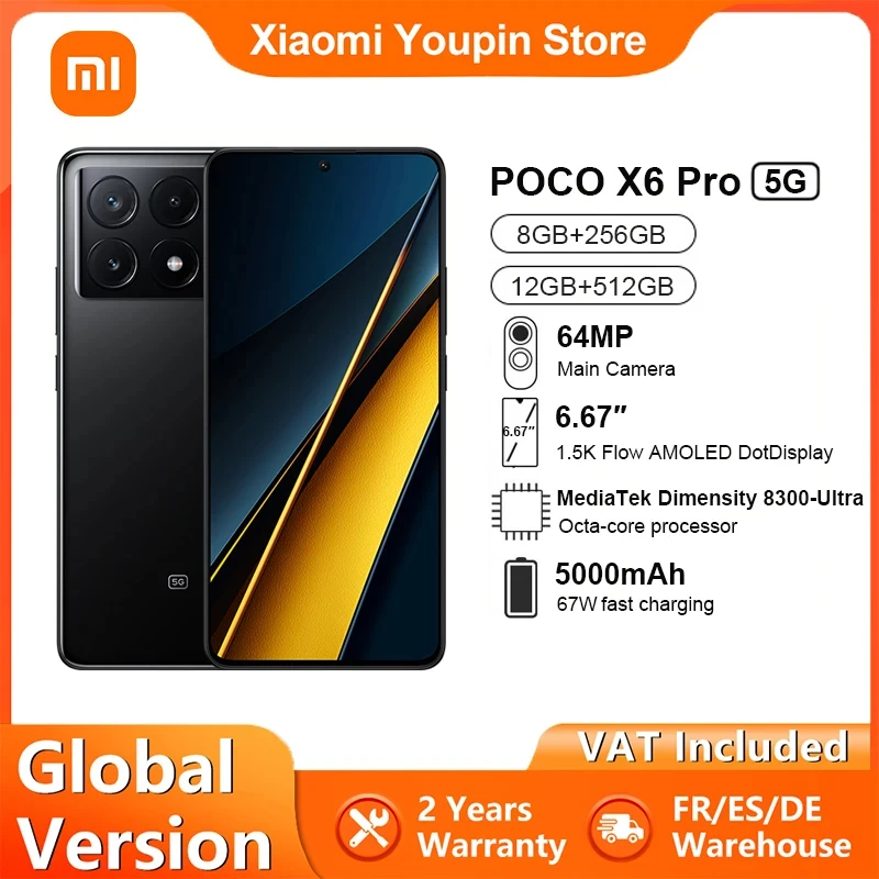 POCO X6 Pro 5G Global Version Smartphone 256GB 512GB Dimensity 8300-Ultra  6.67 1.5K Flow AMOLED DotDisplay 64MP 67W with NFC : Gearbest