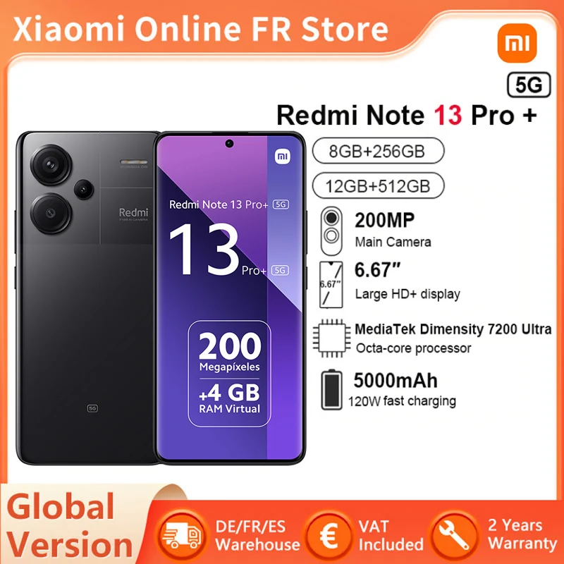 グローバル版 Xiaomi Redmi Note 13 Pro+ 5G スマートフォン NFC 200MP OIS トリプルカメラ 120Hz  AMOLED 120W 充電 : Gearbest