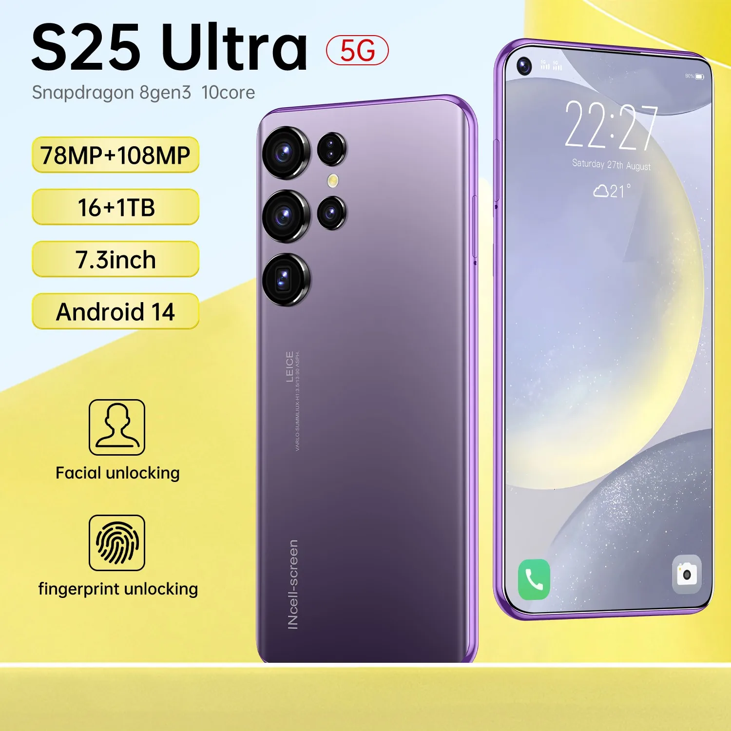 S25 Ultra 新スマートフォン 7.3 インチ Android 14 22GB+2TB 7800mAh 78MP+108MP  グローバルバージョン 5G 指紋ロック解除 デュアル SIM 電話 : Gearbest