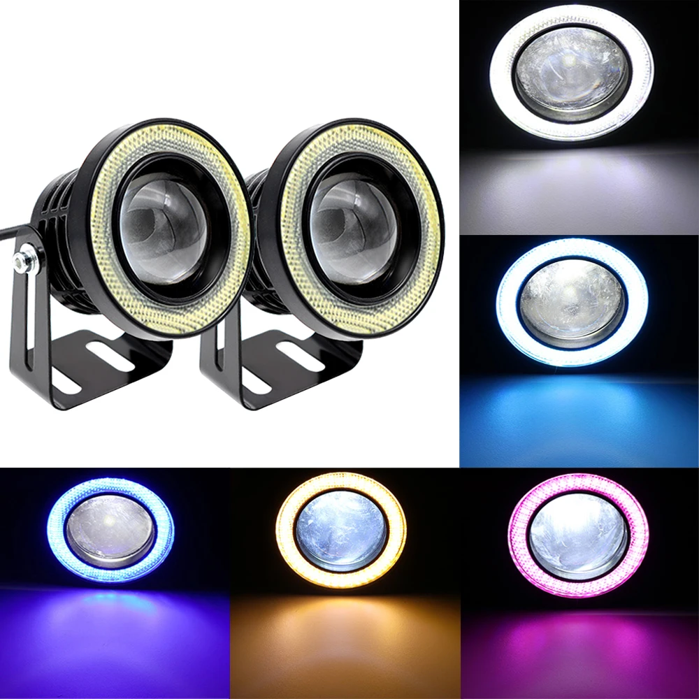 2X Car COB Auto DRL Led 12V HeadLamps Angel Eyes Fog Waterproof ...