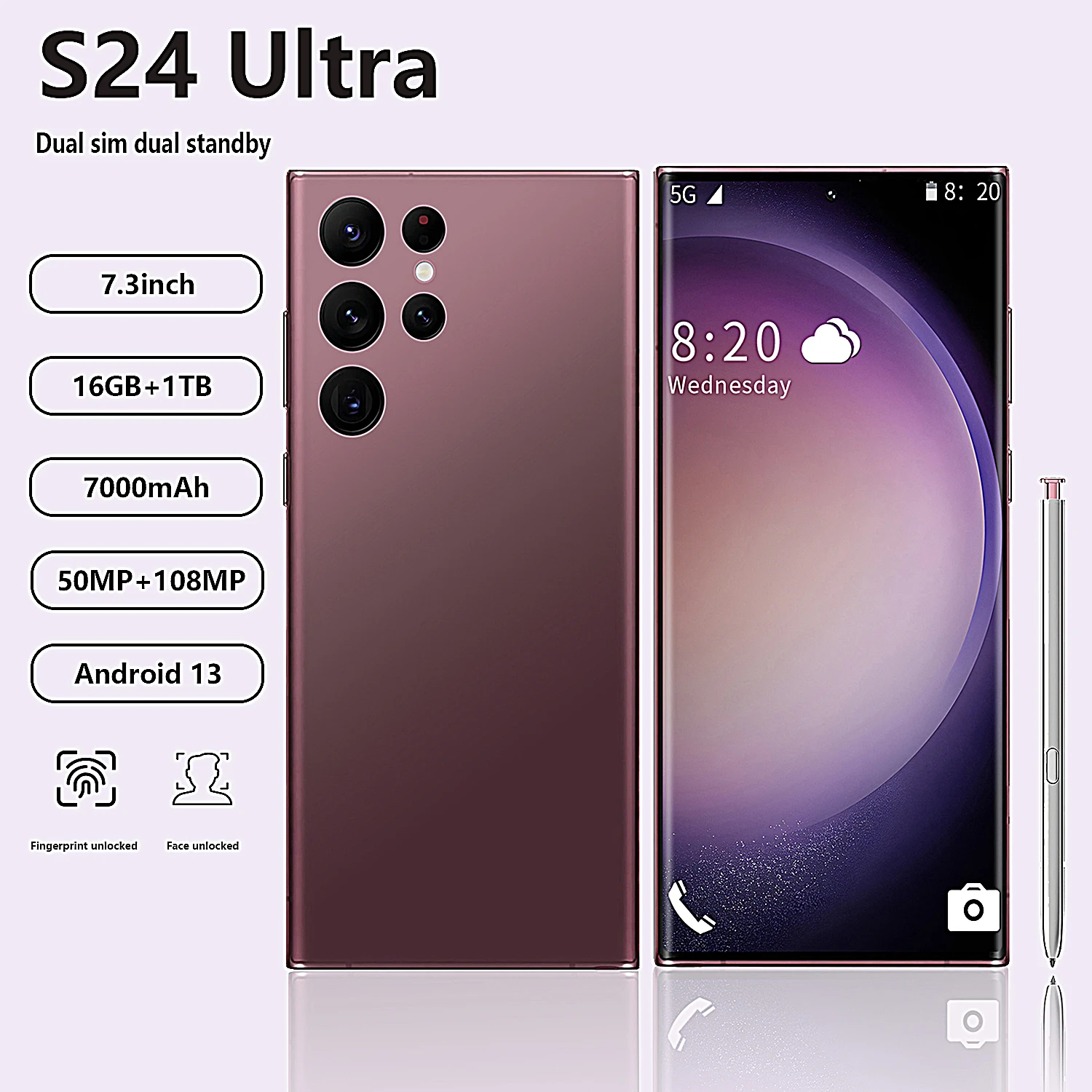 オリジナル S24 ウルトラ スマートフォン ネットワーク 7.3 インチ 16GB+1TB Android 携帯電話 ロック解除済み 7000mAh  50MP+108MP 5G 携帯電話 NFC : Gearbest