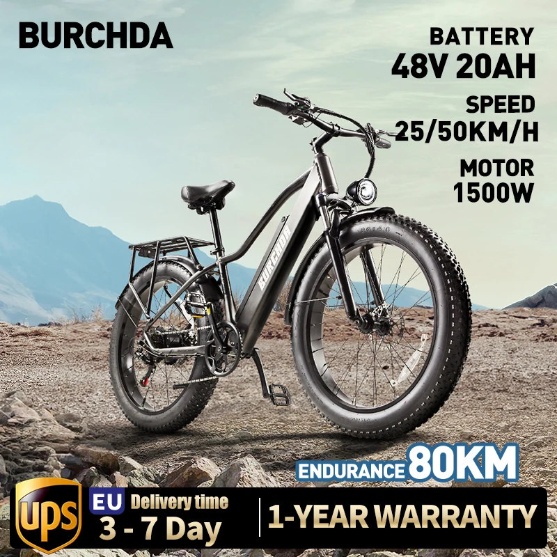 Burchda Rx W Km H Inch Mountain Electric Bicycle V Ah Lithium Battery Fatbike