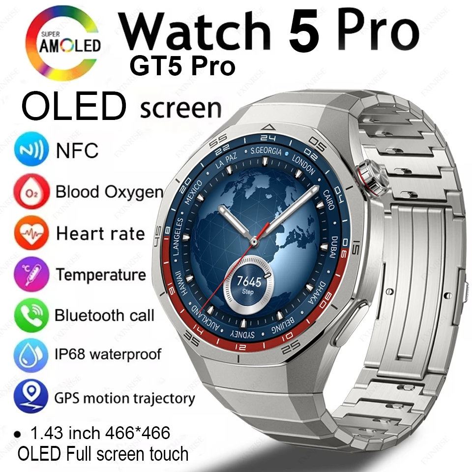 NFC Huawei GT5 PRO Smart Watch Men 1 OLED 466 466 HD Bluetooth Call GPS SmartWatch Men 2025 Gearbest