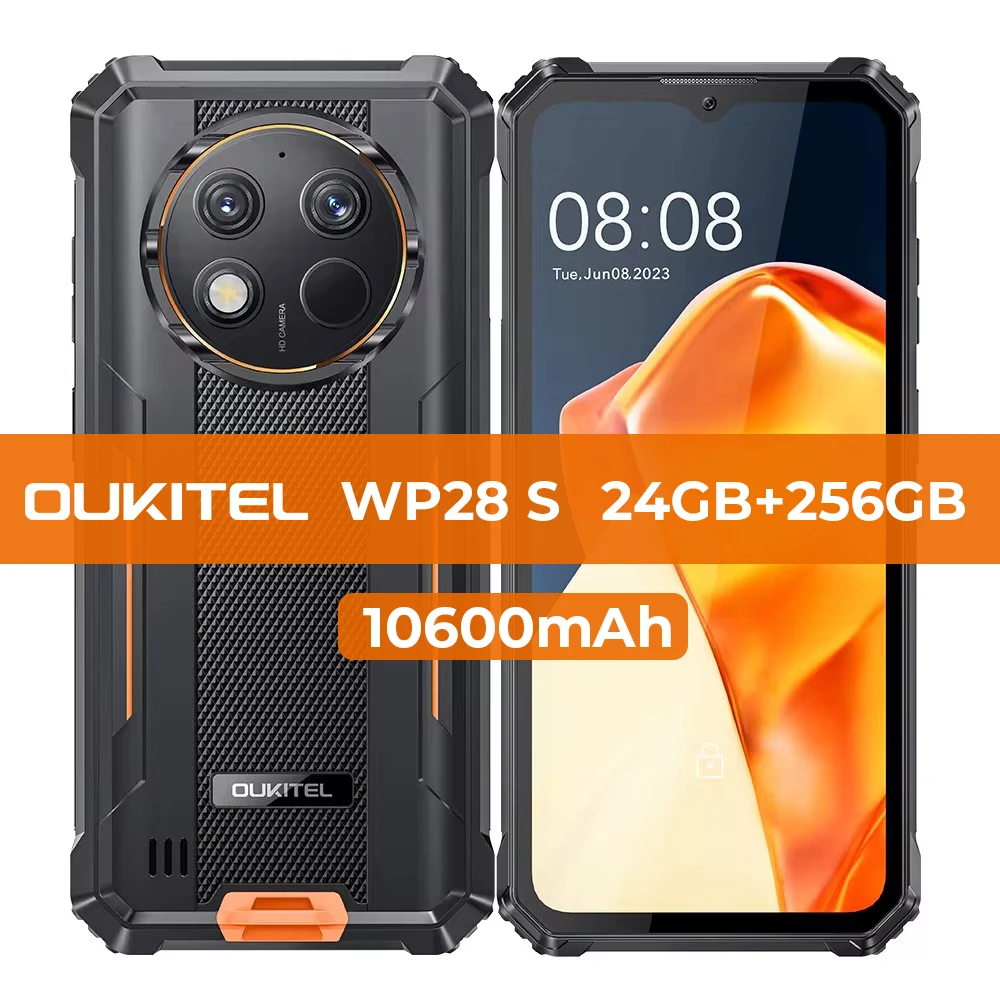 Oukitel WP28 S 頑丈なスマートフォン 6.52'' HD 10600mAh 16GB (4+12)+128GB Android14  13MP カメラ携帯電話 : Gearbest