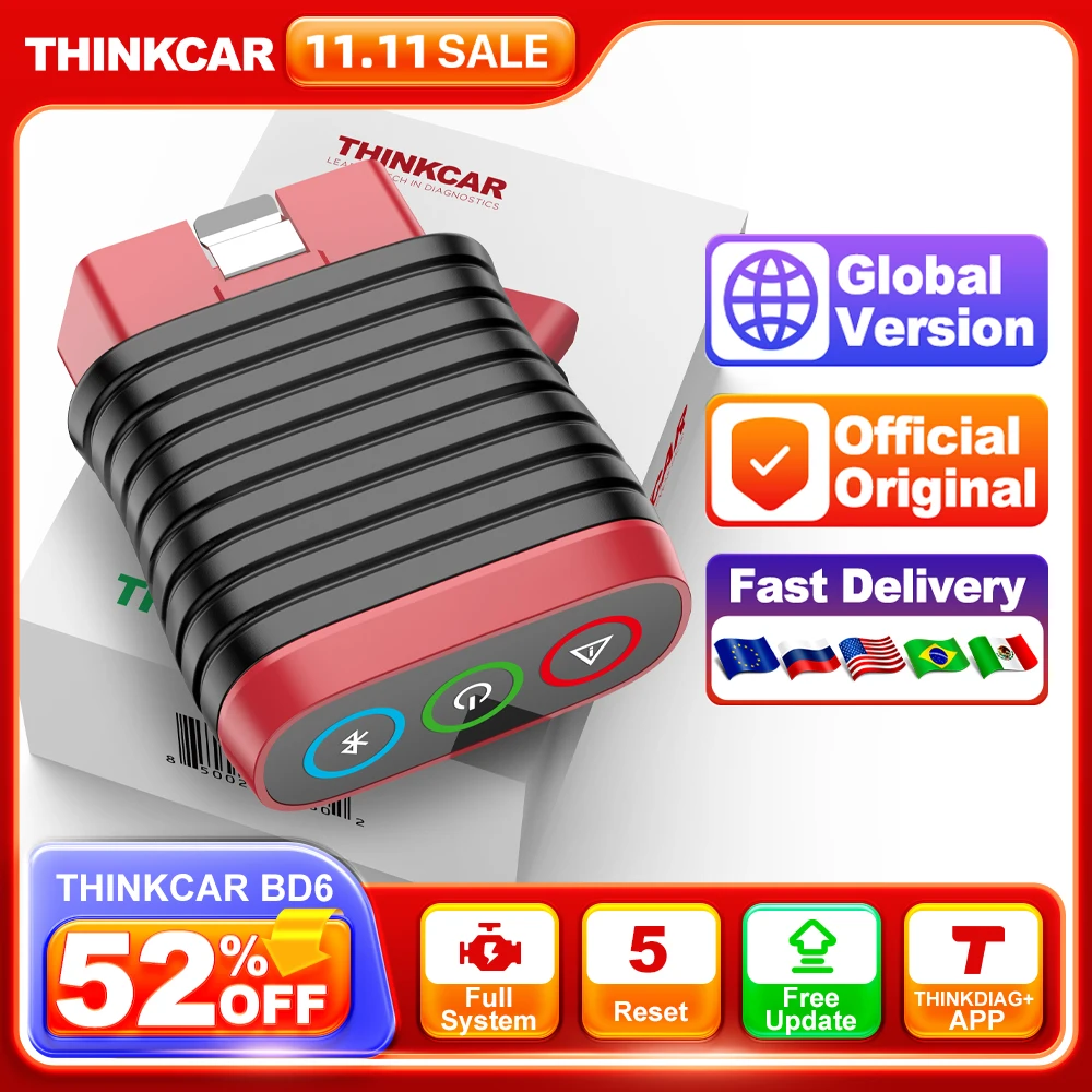 THINKCAR BD6 OBD2 スキャナー フルシステム診断 OIL IMMO ETS BLEED ブレーキリセット 生涯無料 THINKDIAG  アプリ経由の全自動車 : Gearbest